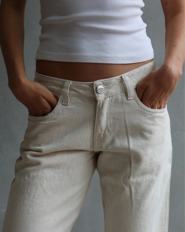 JEAN EXTRA LOW STRAIGHT FIT CHEETAH STARS BEIGE