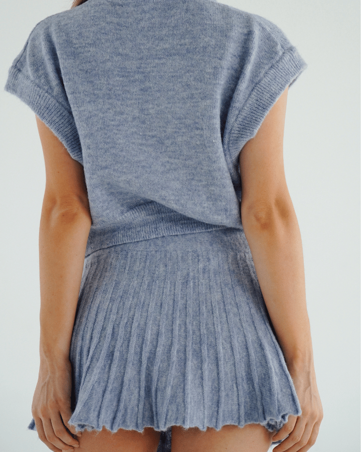MINI FALDA TEJIDA AZUL CLARO
