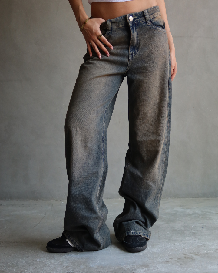JEAN WIDE LEG FIT DIRTY AZUL