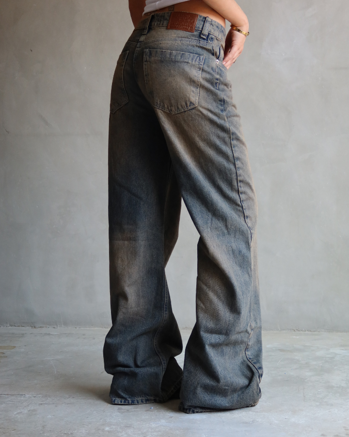 JEAN WIDE LEG FIT DIRTY AZUL