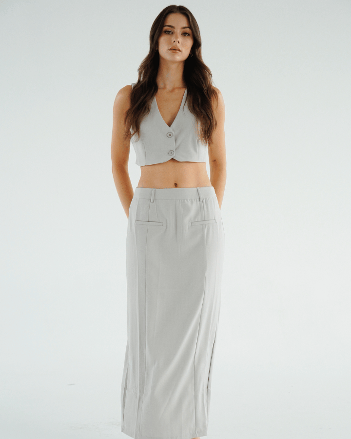 MINI CHALECO CORTO RIVELLA GRIS