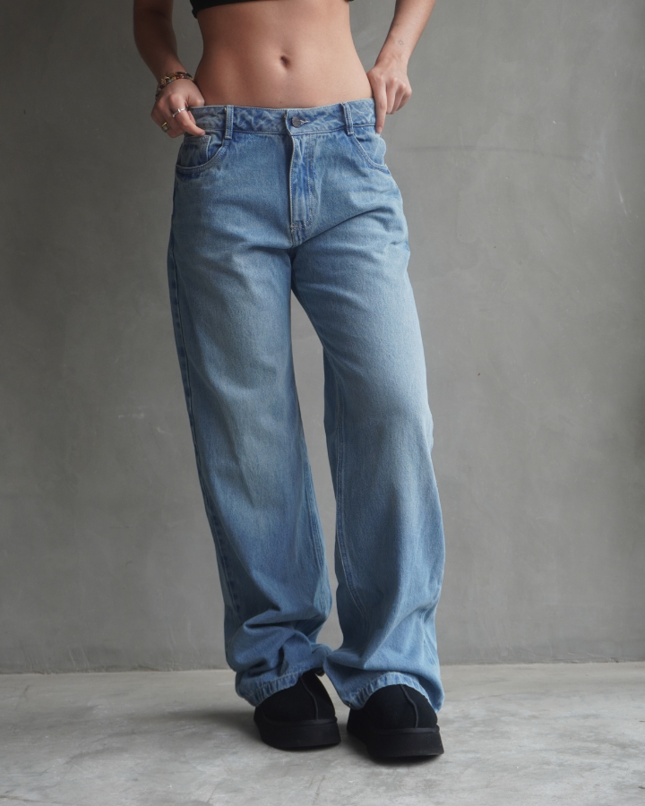 JEAN RECTO PINK STARS RETRO AZUL