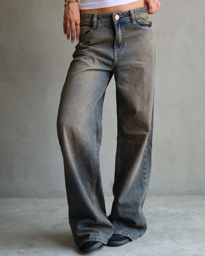 JEAN WIDE LEG FIT DIRTY AZUL