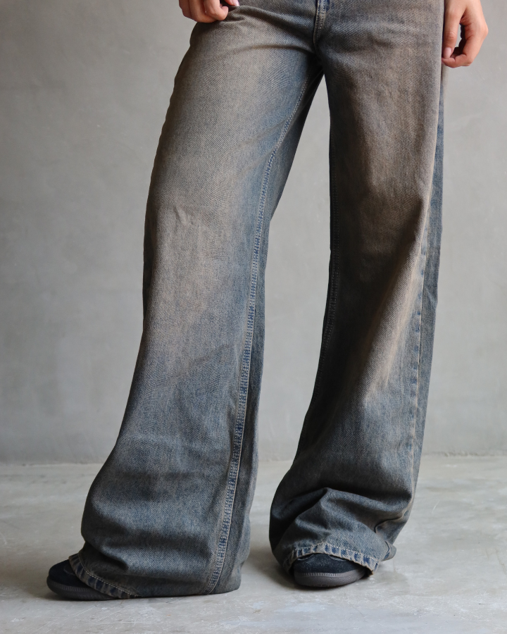 JEAN WIDE LEG FIT DIRTY AZUL
