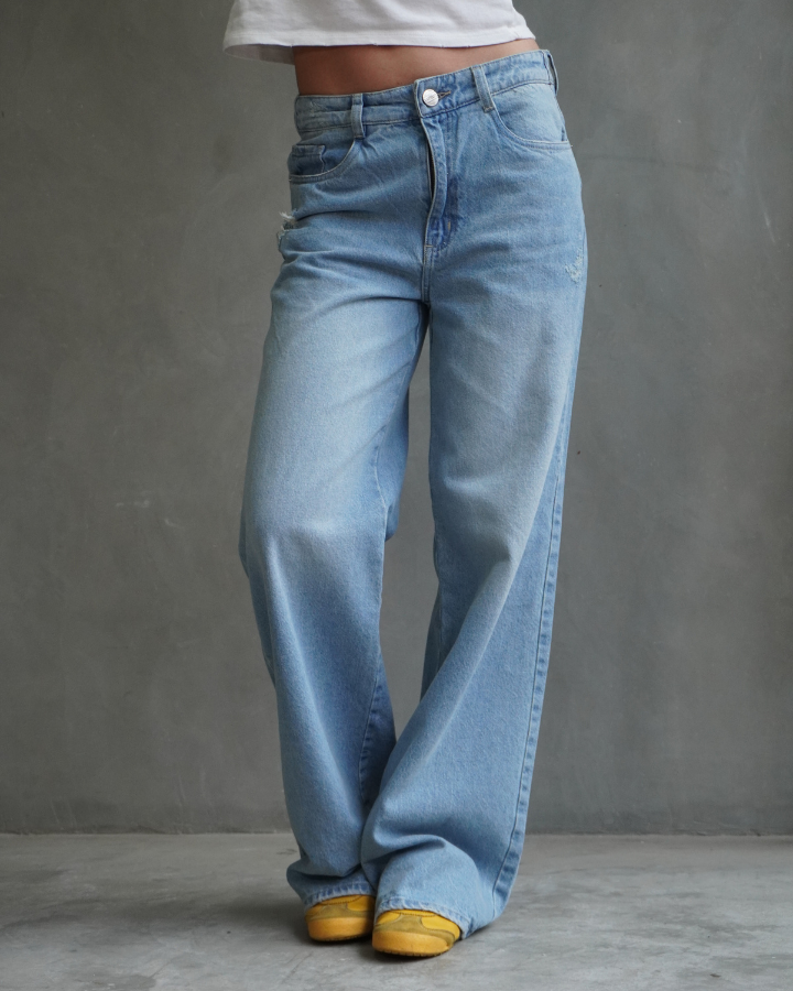 JEAN BACK STARS STUDS STRAIGHT AZUL CLARO