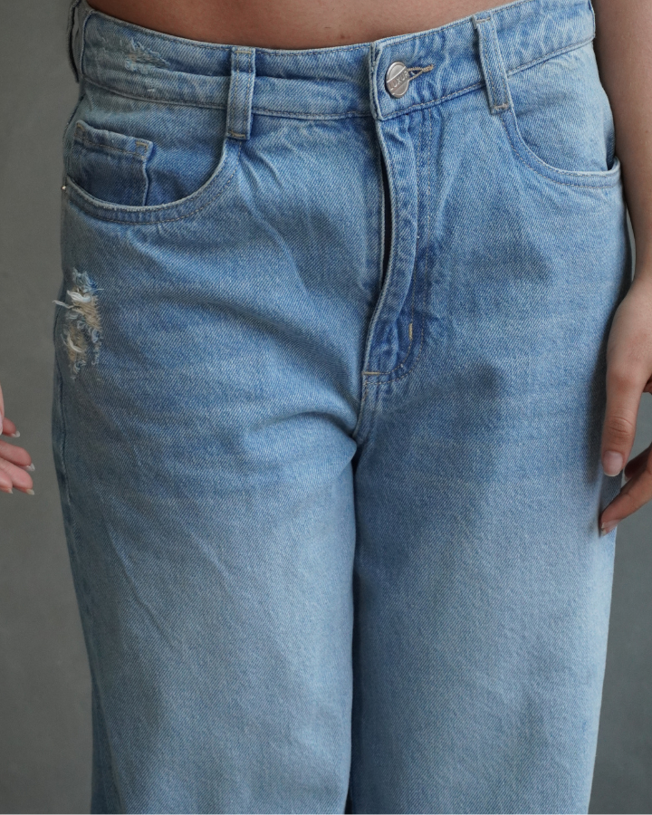 JEAN BACK STARS STUDS STRAIGHT AZUL CLARO