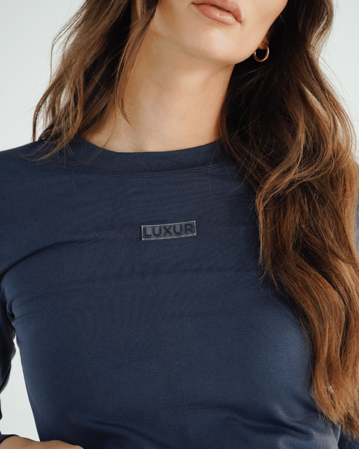 LUXUR TOP MANGA LARGA AZUL
