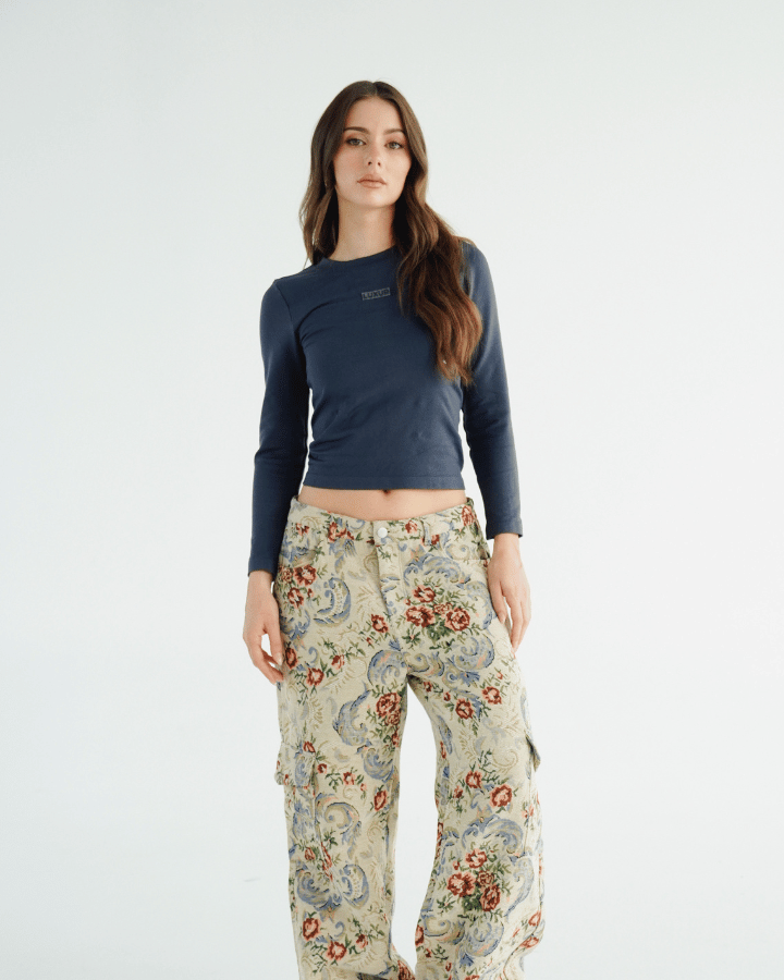 LUXUR TOP MANGA LARGA AZUL