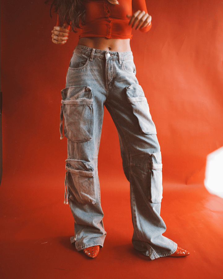 JEAN OVERSIZE CARGO JANE LAVADO AZUL
