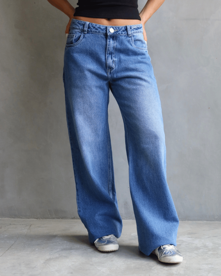 JEAN RECTO PINK STARS RELAXED FIT RETRO AZUL