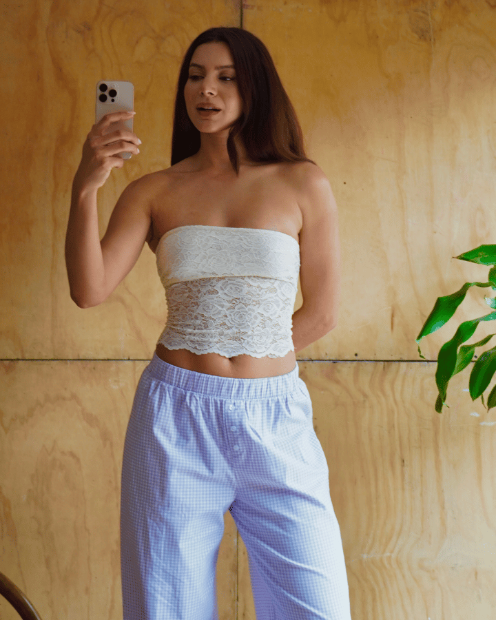 PANTALONES DE CUADROS GINNI LILA-BLANCO