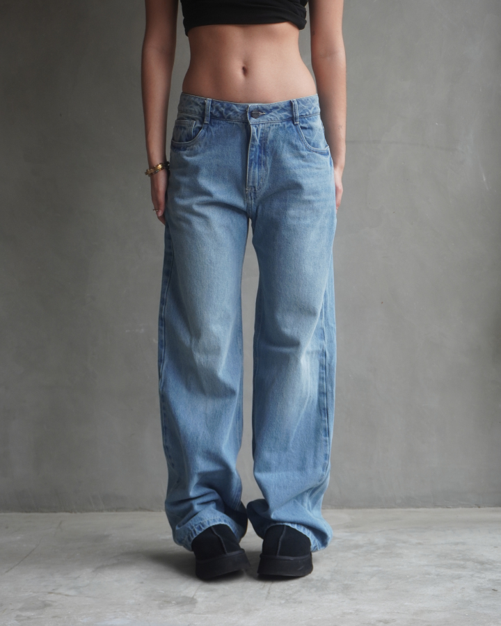 JEAN RECTO PINK STARS RETRO AZUL