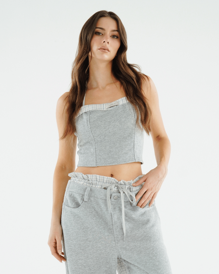 TOP BONHEUR CON ESCOTE GRIS