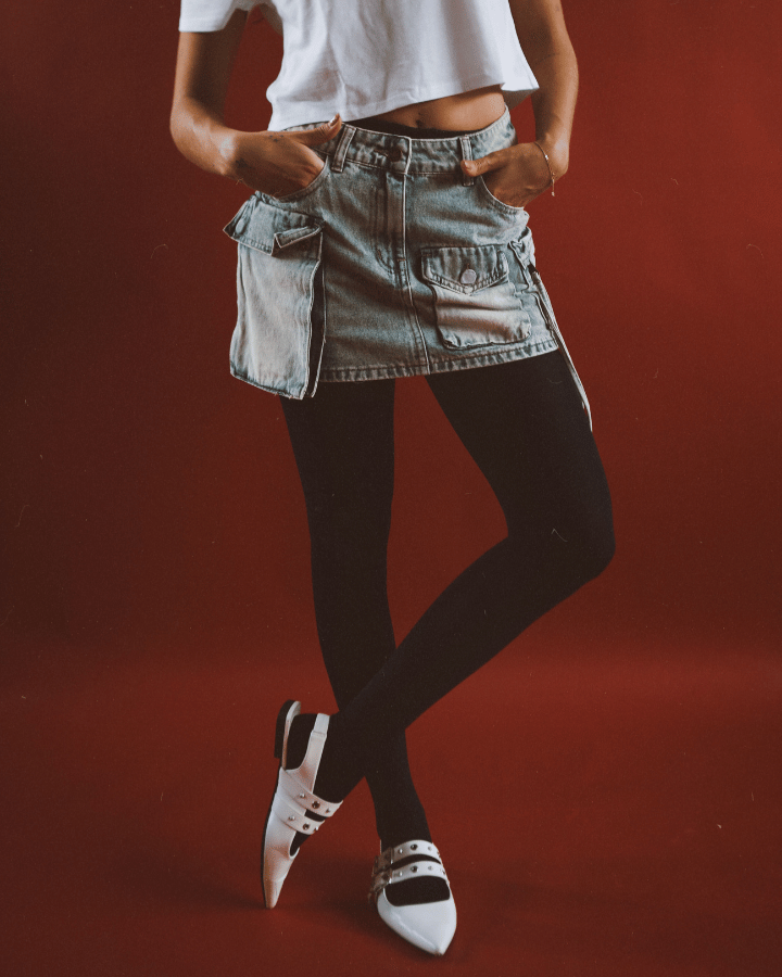 FALDA CATZ DENIM CARGO WASHED AZUL