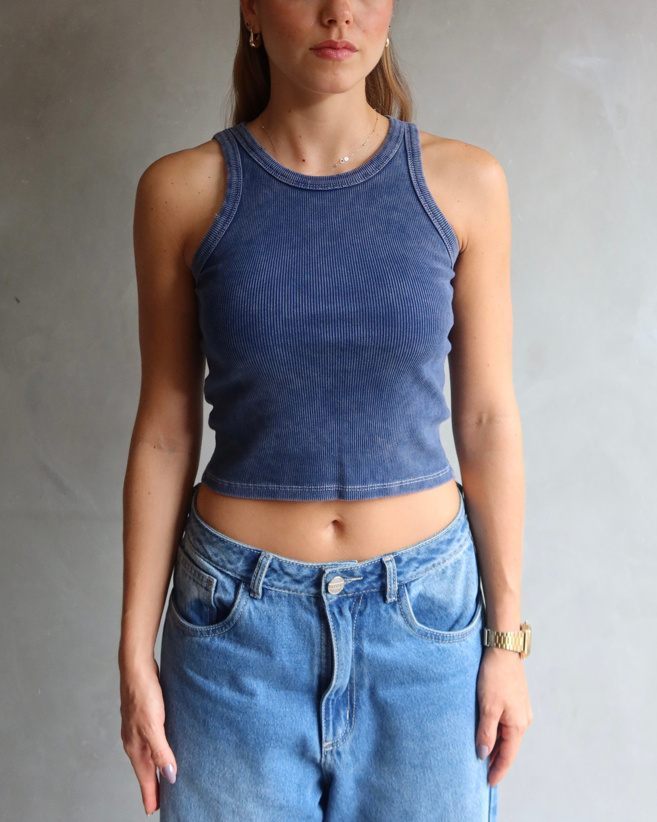 TANK TOP WASHED AZUL