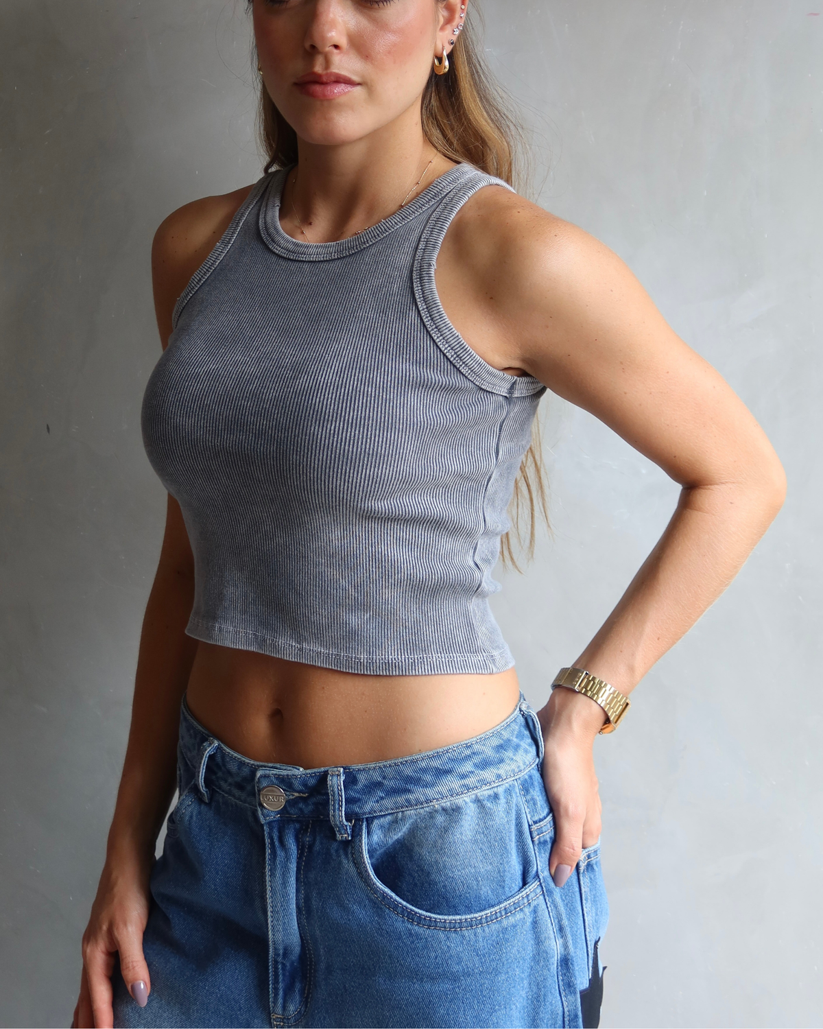 TANK TOP WASHED GRIS CLARO