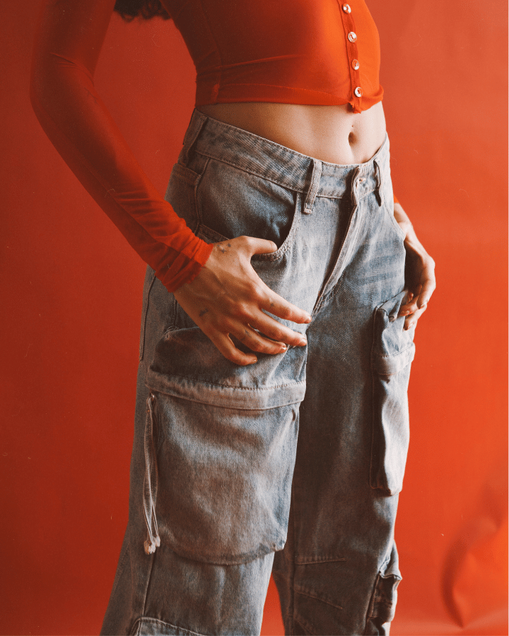 JEAN OVERSIZE CARGO JANE LAVADO AZUL