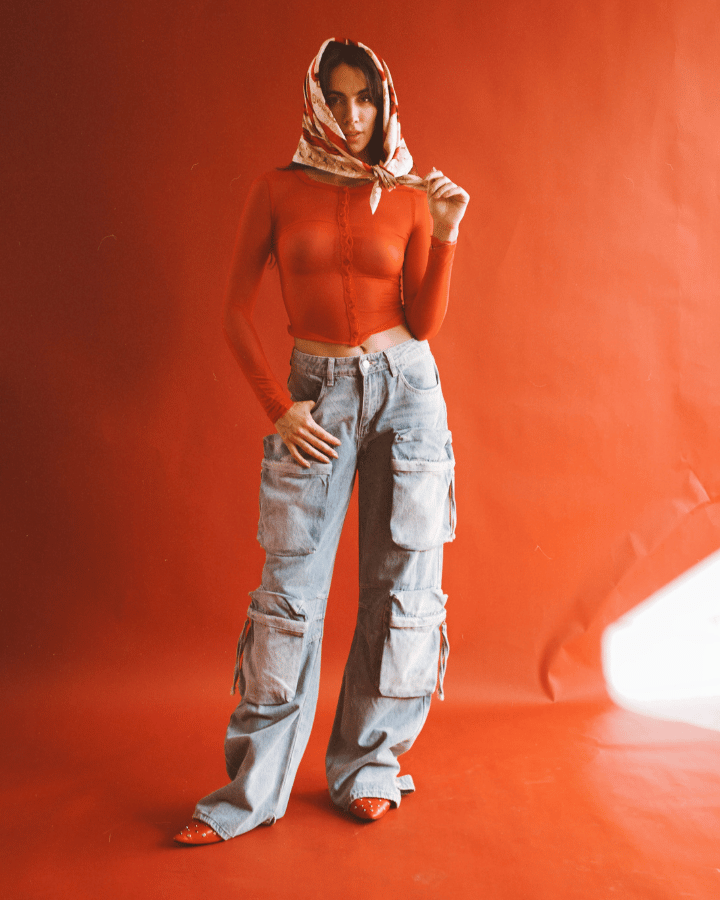 JEAN OVERSIZE CARGO JANE LAVADO AZUL