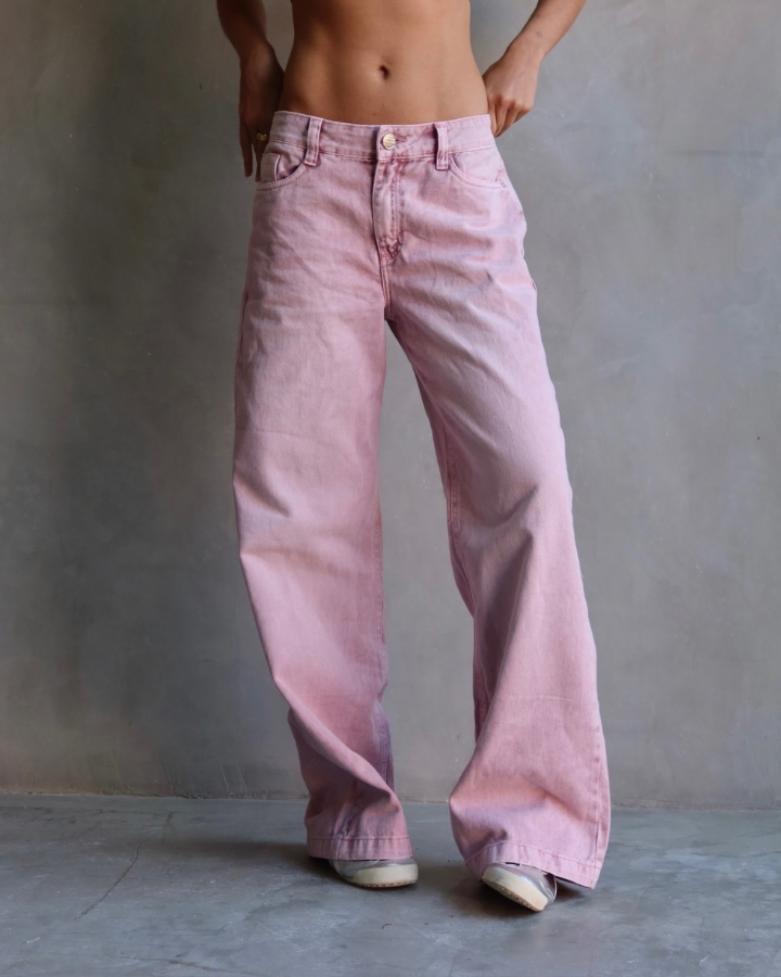 JEAN ANCHO WIDE LEG FIT FULLY BLUSH ROSADO