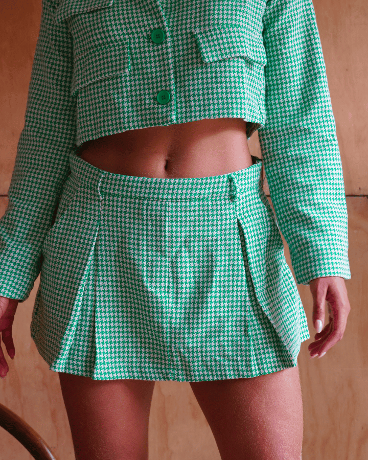 FALDA COOPER HOUNSTOOTH VERDE