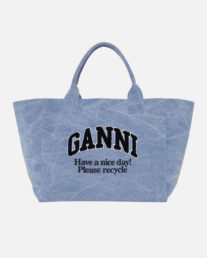 GANNI BOLSO GRANDE DE LONA AZUL