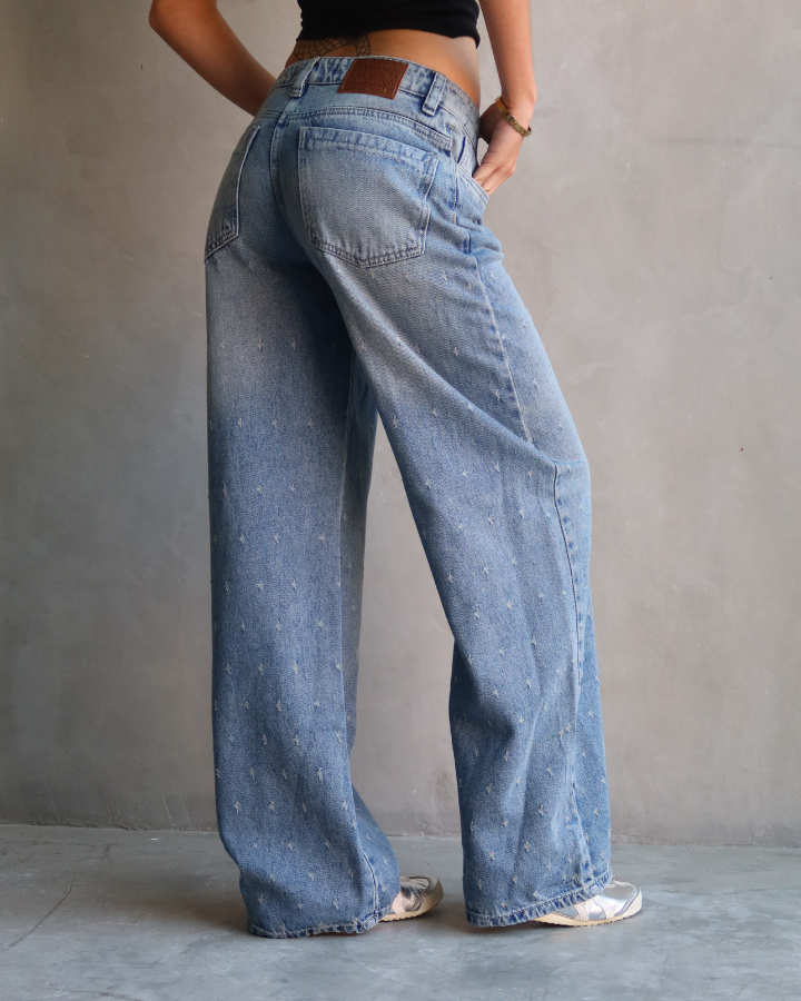 JEAN BAGGY AZUL CLARO VINTAGE STARDOT TEXTURIZADO