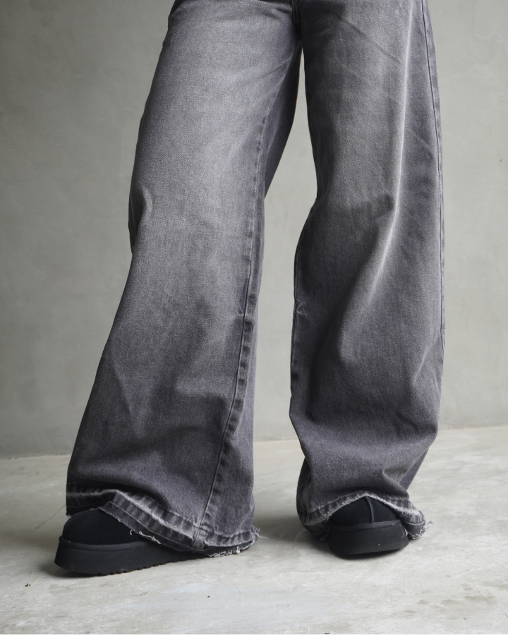 JEAN ANCHO WIDE LEG FIT WASHED NEGRO