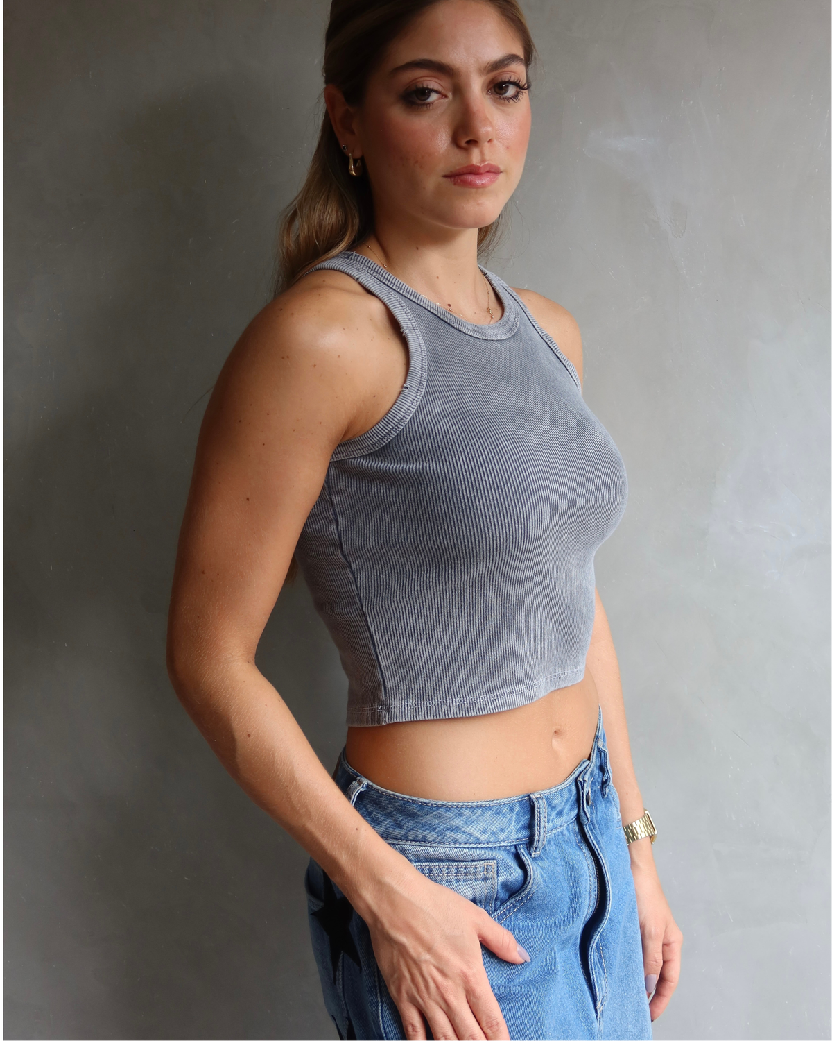 TANK TOP WASHED GRIS CLARO