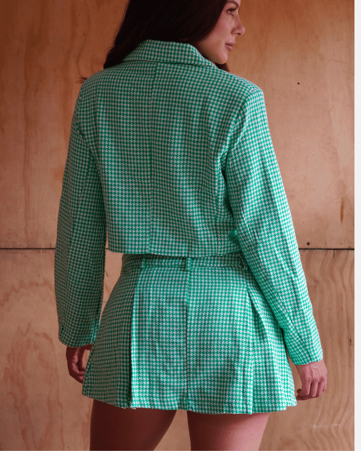 FALDA COOPER HOUNSTOOTH VERDE