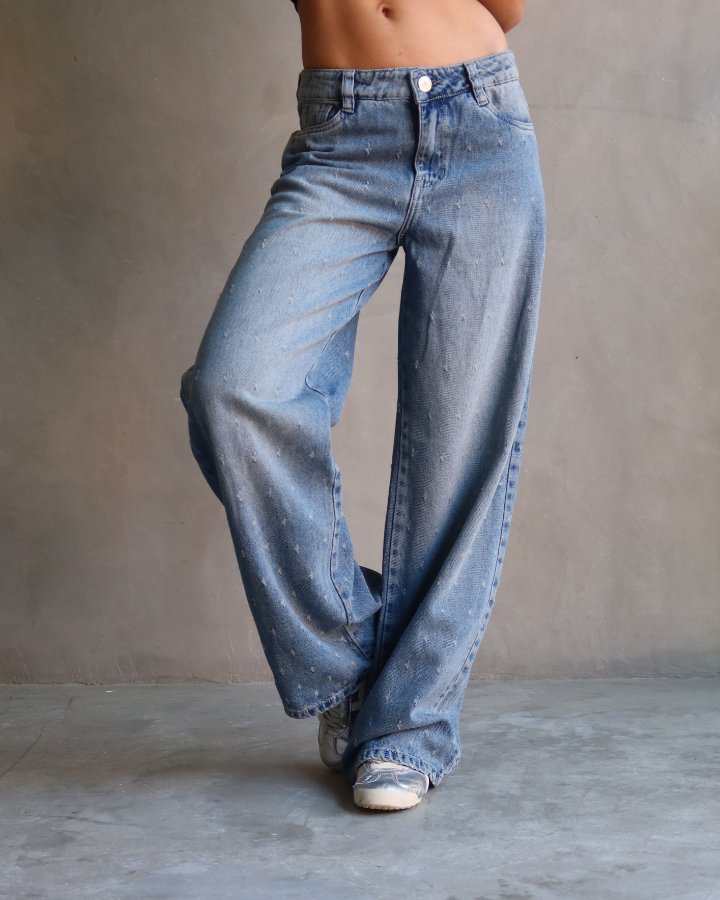 JEAN BAGGY AZUL CLARO VINTAGE STARDOT TEXTURIZADO
