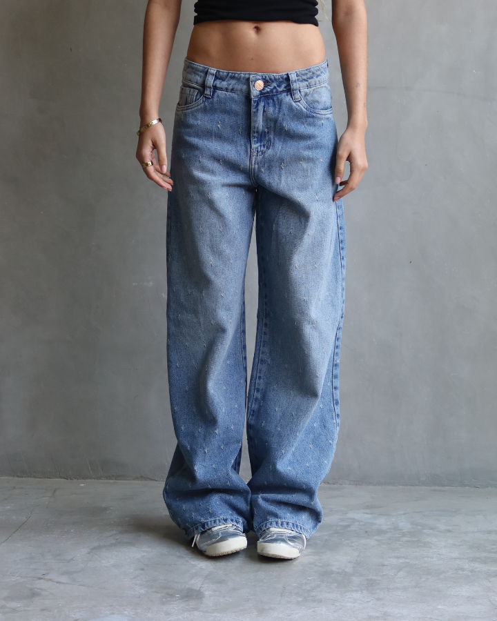 JEAN BAGGY AZUL CLARO VINTAGE STARDOT TEXTURIZADO