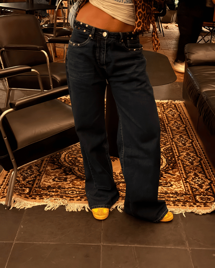 Jeans wide leg azul mujer diseño exclusivo LUXUR Jeans Medellín