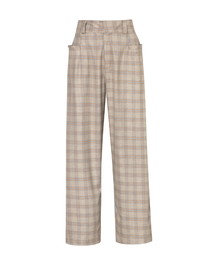 MACONDIA PANTALÓN DE CUADROS SASTRE BEIGE