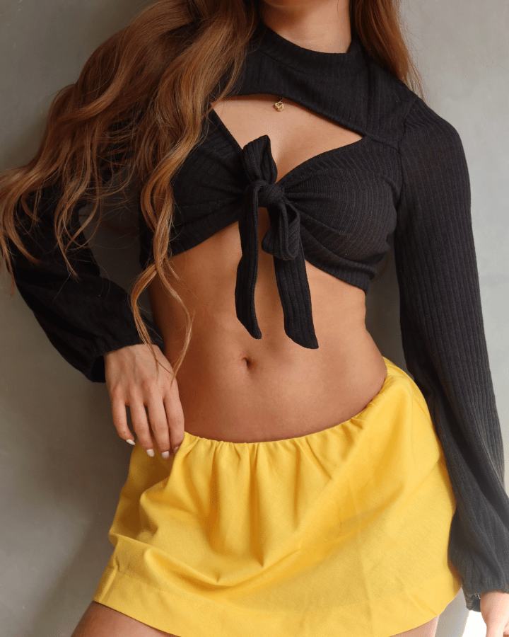 TOP RIBBED SNATCH NEGRO CON MANGAS