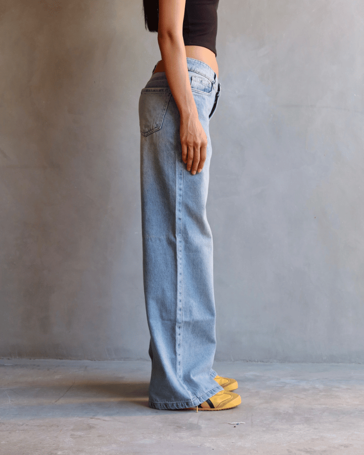 JEAN WIDE LEG FIT AZUL CLARO