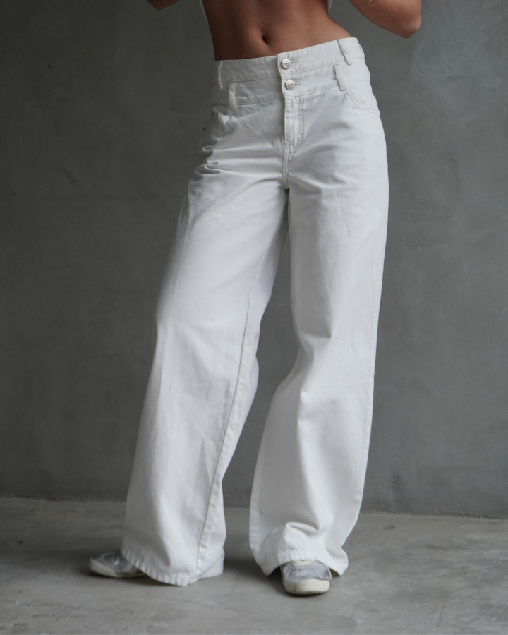 JEAN STRAIGHT DOBLE PRETINA BLANCO