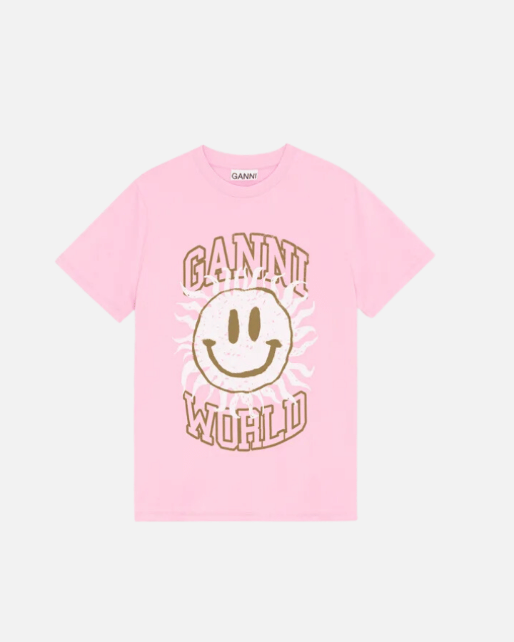 GANNI CAMISETA SMILEY ROSADA