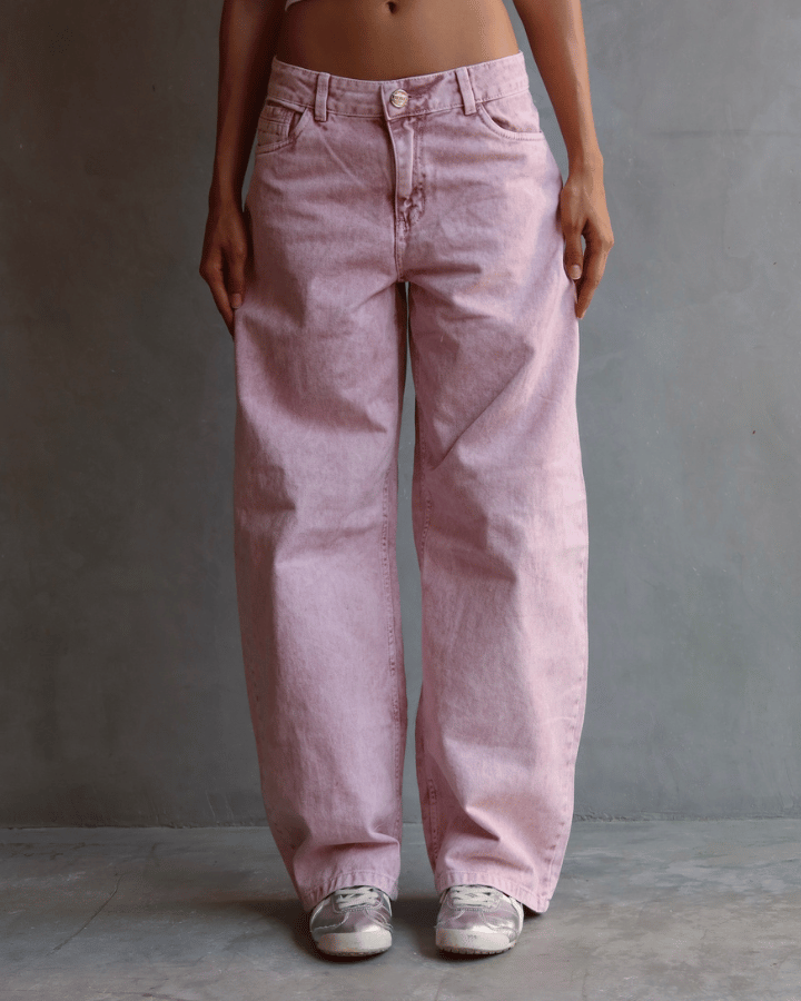 JEAN ANCHO WIDE LEG FIT FULLY BLUSH ROSADO