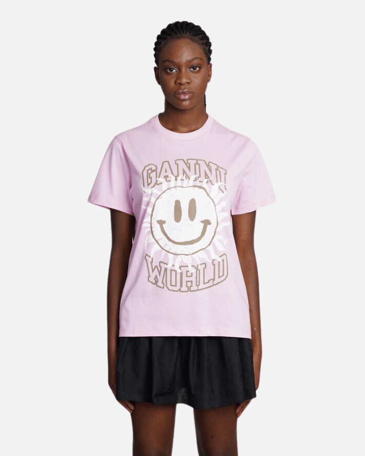 GANNI CAMISETA SMILEY ROSADA