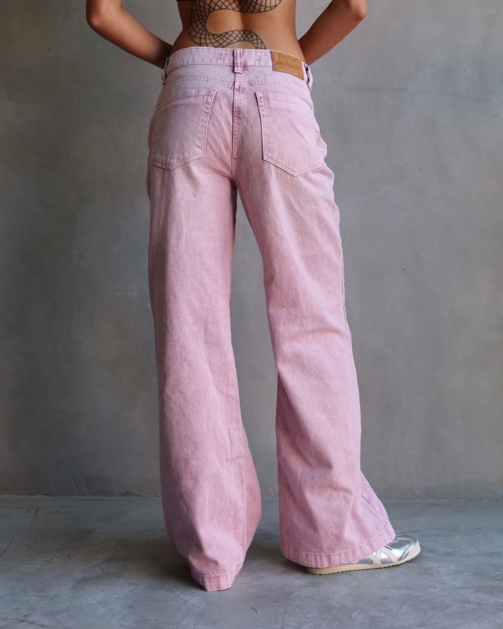 JEAN ANCHO WIDE LEG FIT FULLY BLUSH ROSADO