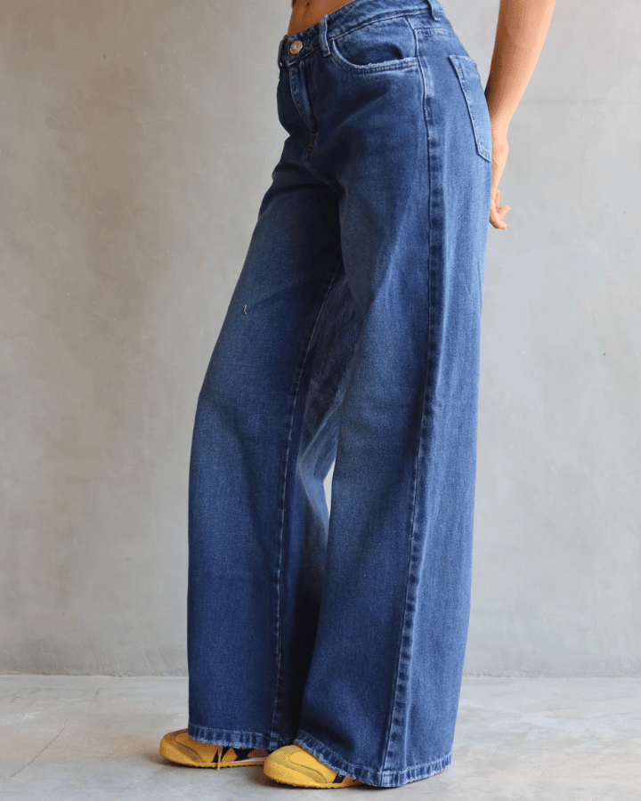 JEAN WIDE LEG FIT AZUL OSCURO