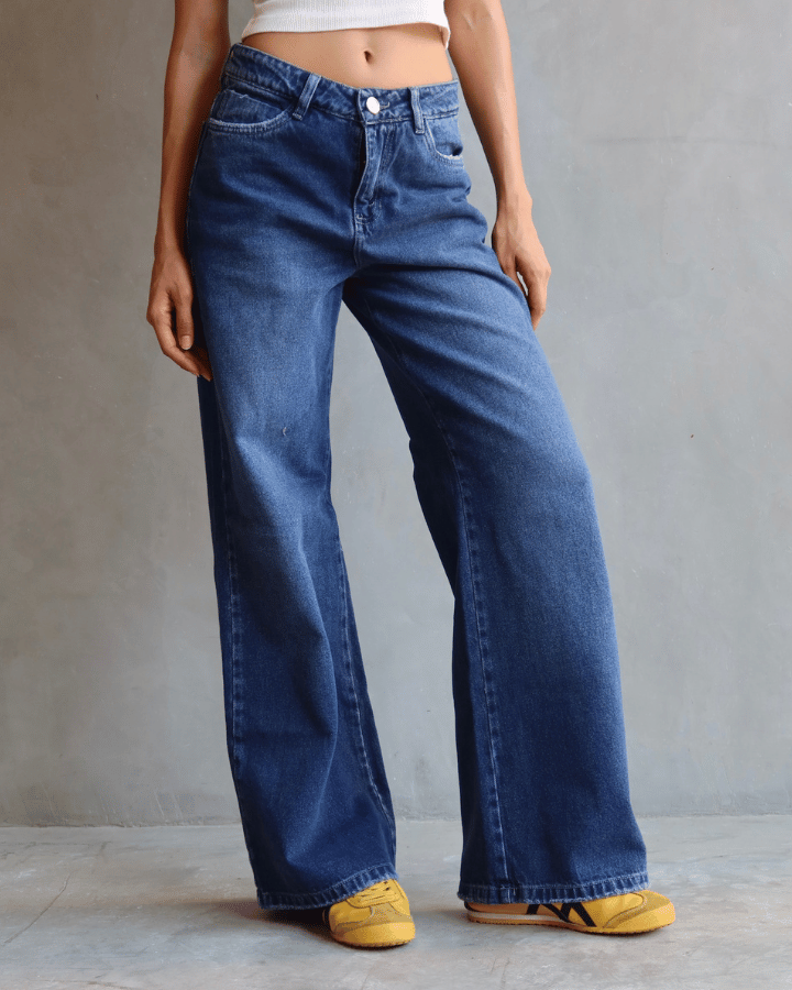 JEAN WIDE LEG FIT AZUL OSCURO