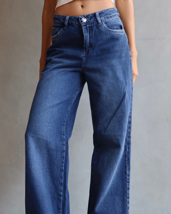 JEAN WIDE LEG FIT AZUL OSCURO