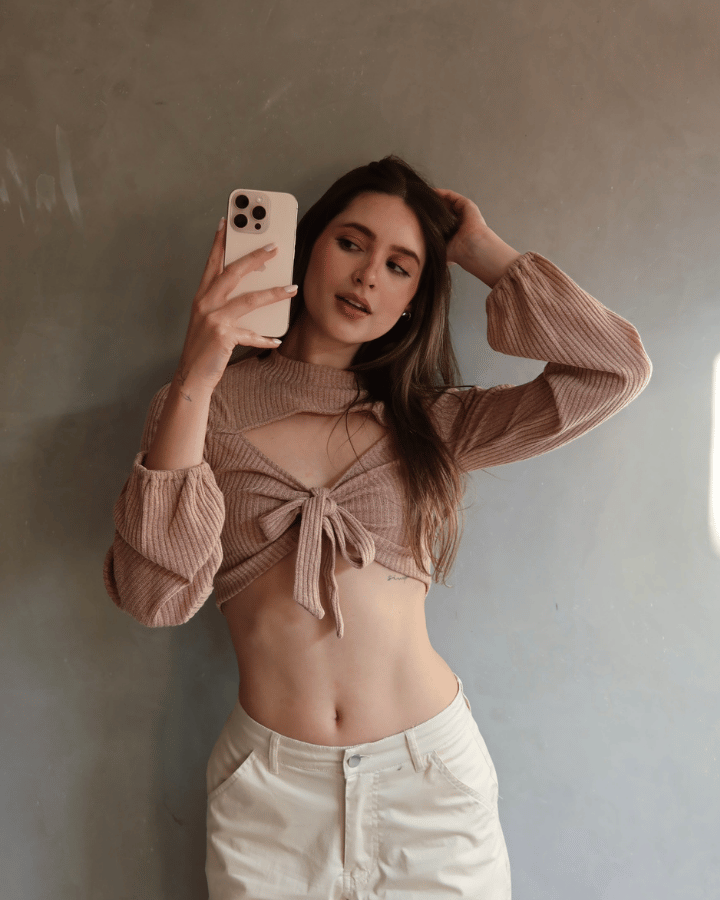 TOP RIBBED SNATCH NUDE CON MANGAS