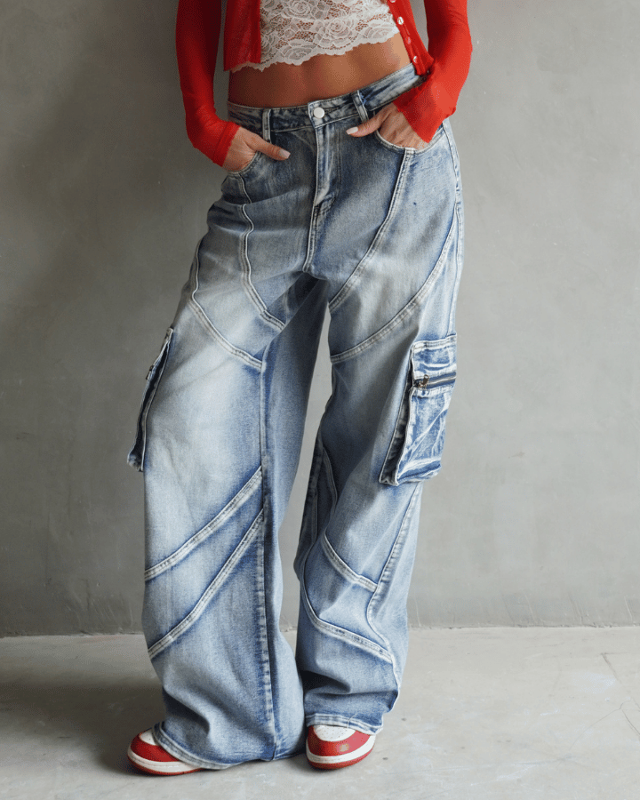 JEAN DENIM CARGO SHERYL LAVADO ÁCIDO AZUL