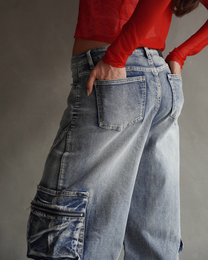 JEAN DENIM CARGO SHERYL LAVADO ÁCIDO AZUL