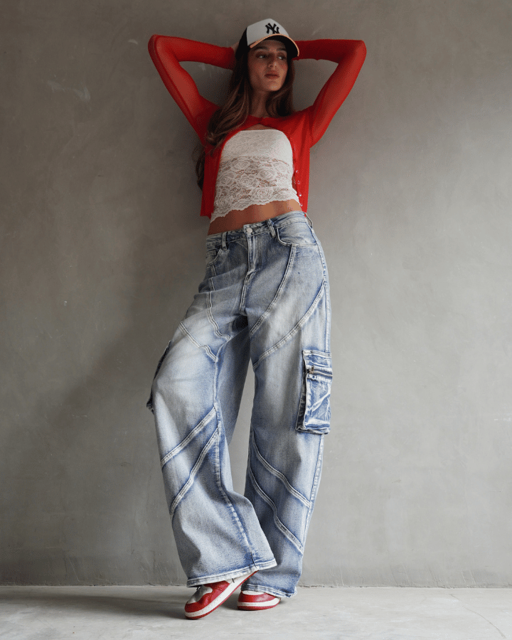 JEAN DENIM CARGO SHERYL LAVADO ÁCIDO AZUL