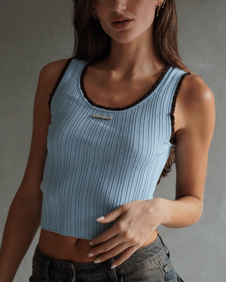 LUXUR TOP CROP RIB AZUL