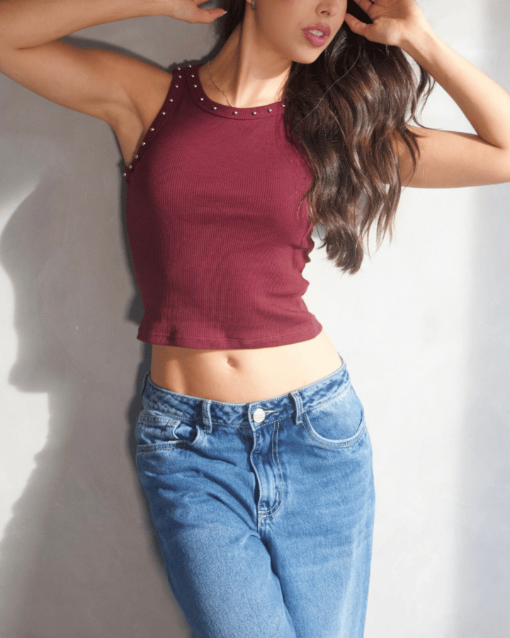 TANK TOP STUDDED TACHES WINE BURGUNDY