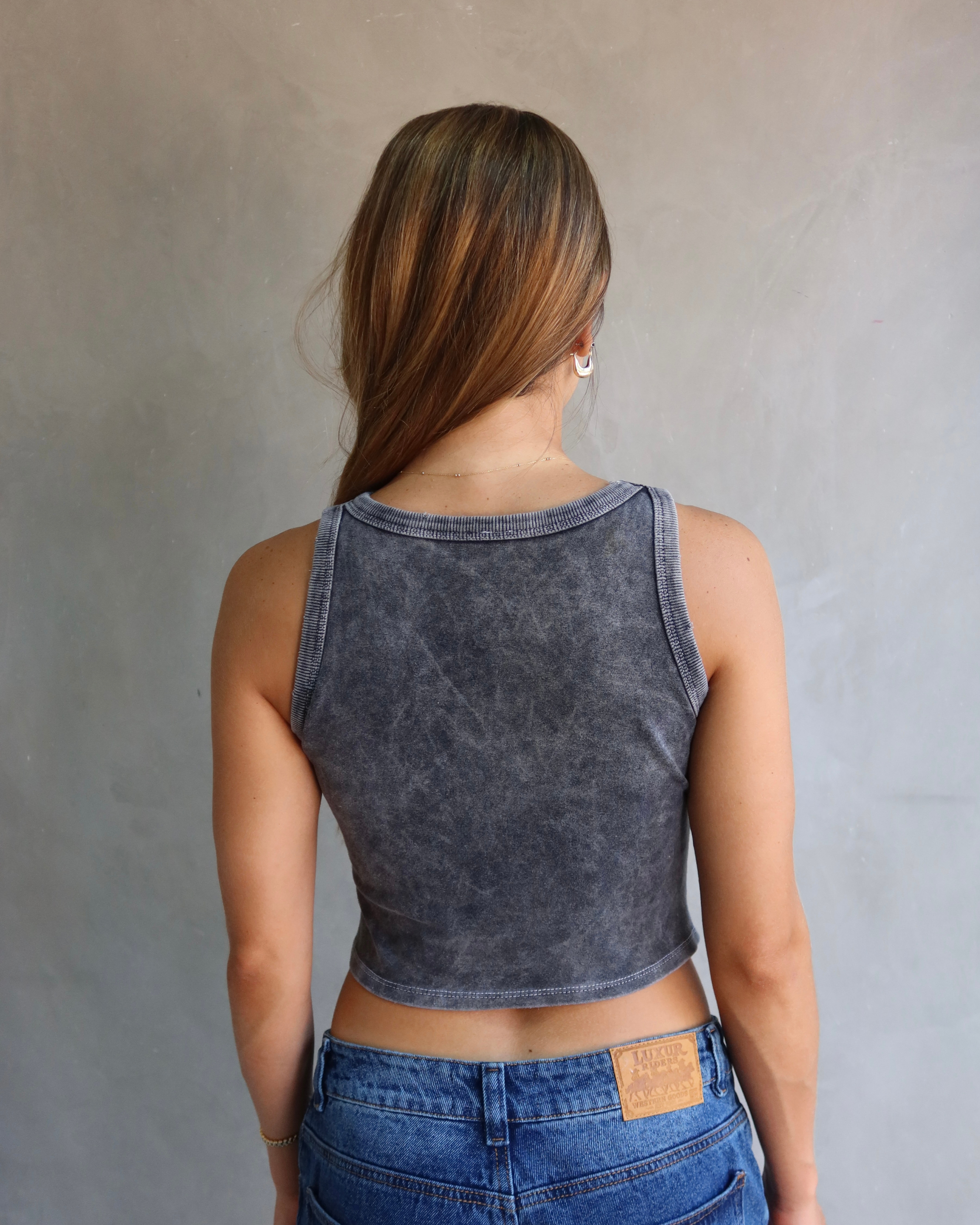 TANK TOP EXPENSIVE & DIFFICULT GRIS OSCURO WASHED